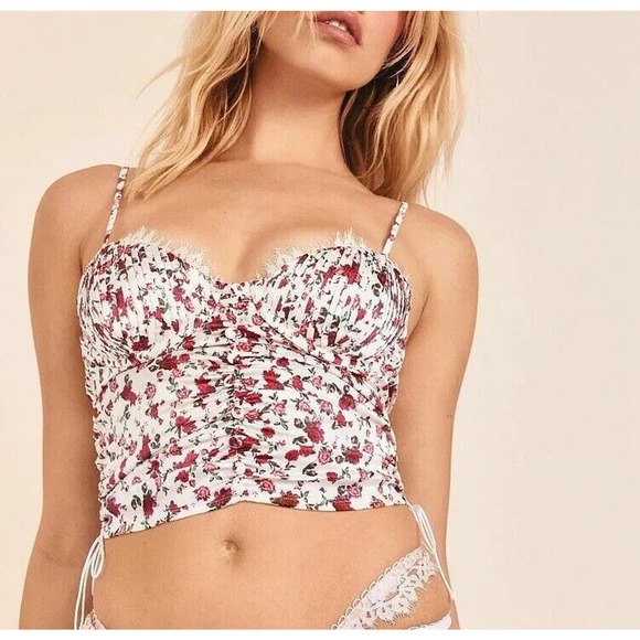 For Love & Lemons Melrose Bustier White Floral Small Sold Out Victorias Secret - Picture 2 of 12